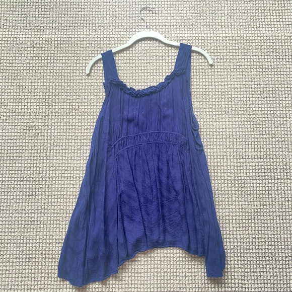 Navy Textured Tank with Ruffles - Picture 5 of 6
